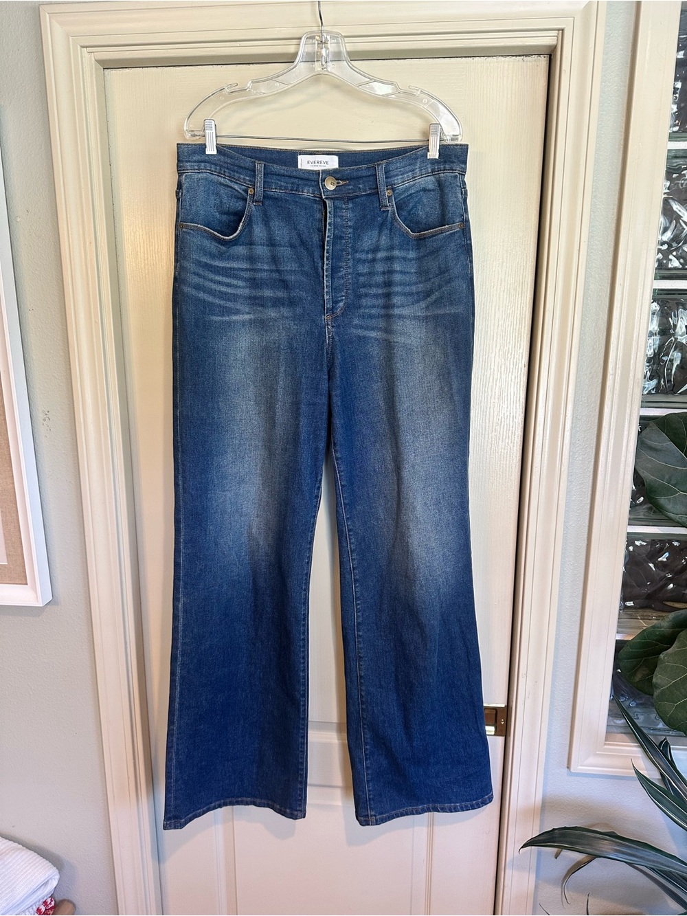 Everlane High-Rise Wide Leg Jeans in Blue Wash